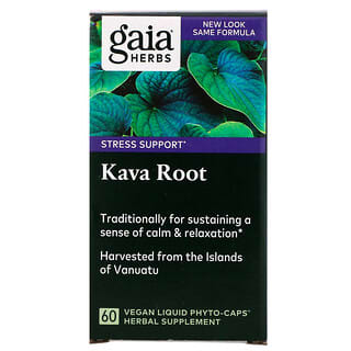 Gaia Herbs, Raíz de kava, 60 cápsulas líquidas veganas