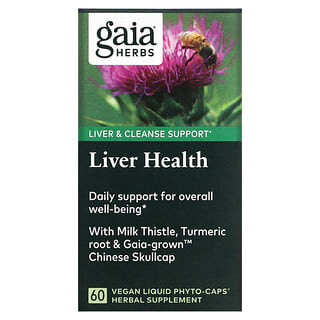 Gaia Herbs, средство для поддержания здоровья печени, 60 веганских жидких капсул Phyto-Cap