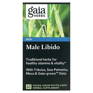 Gaia Herbs, 男性性趣，含淫羊藿、鋸棕櫚、瑪卡和蓋亞種植的燕麥，60 粒素食液體膠囊