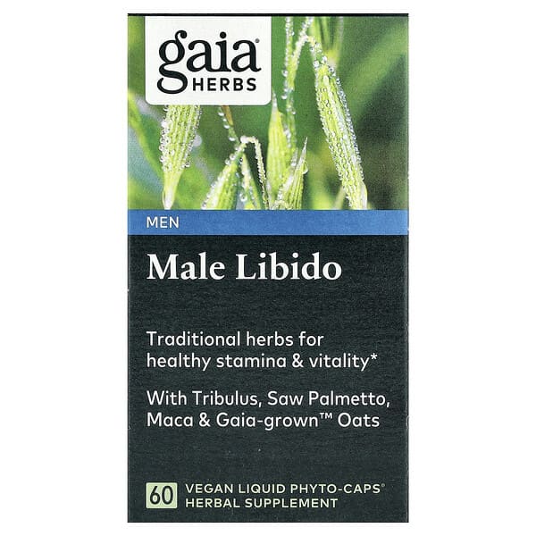 Gaia Herbs, 男性性趣，含淫羊藿、鋸棕櫚、瑪卡和蓋亞種植的燕麥，60 粒素食液體膠囊