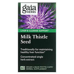 Gaia Herbs, семена расторопши, 60 веганских капсул с жидким содержимым Liquid Phyto-Cap