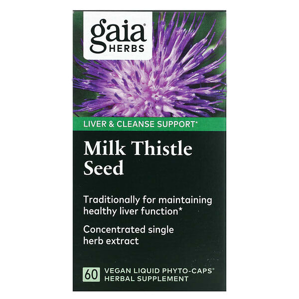 Gaia Herbs, семена расторопши, 60 веганских капсул с жидким содержимым Liquid Phyto-Cap