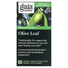 Gaia Herbs‏, עלי זית, 60 כמוסות Liquid Phyto-Caps טבעוניות