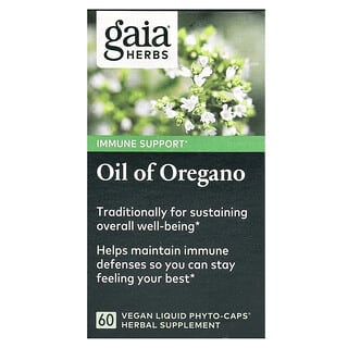 Gaia Herbs, 오레가노 오일, 비건 액상 Phyto-Caps 60정