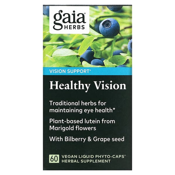 Gaia Herbs, Healthy Vision, 60 веганських рідких фітокапсул