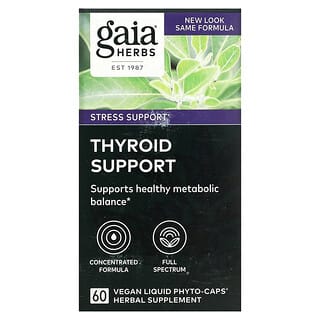 Gaia Herbs, 갑상선 보조제, 식물성 액상 Phyto-Caps 60정