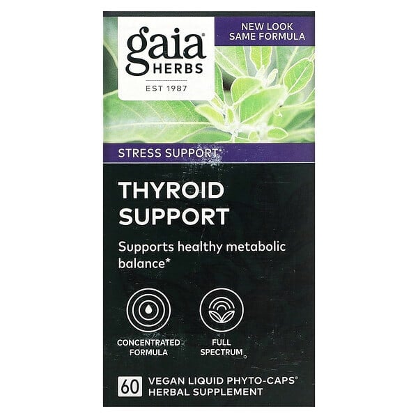 Gaia Herbs, 甲状腺サポート、ビーガンリキッドフィトカプセル60粒