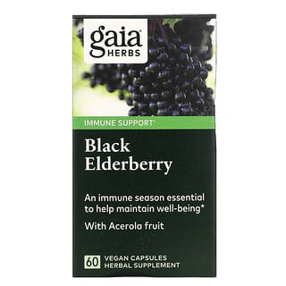 Gaia Herbs, الخمان الأسود مع ثمار الكرز الهندي، 60 كبسولة نباتية
