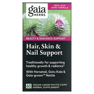 Gaia Herbs, Поддержка для волос, кожи и ногтей, 60 веганских капсул Liquid Phyto-Caps