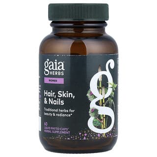 Gaia Herbs, Suplemento para promover la salud del cabello, la piel y las uñas, 60 cápsulas Liquid Phyto-Caps veganas