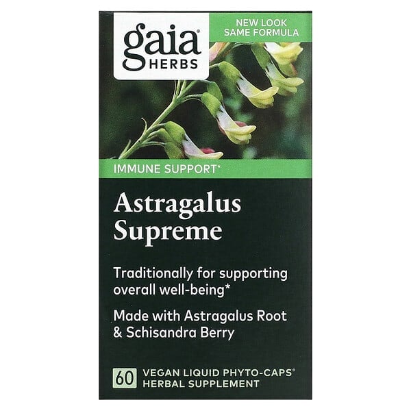 Gaia Herbs‏, Astragalus Supreme, ‏60 כמוסות Phyto-Caps נוזליות טבעוניות