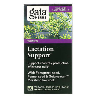 Gaia Herbs, Auxílio à Lactação para Mulheres, 60 Cápsulas Fitoterápicas Veganas Líquidas