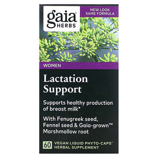 Gaia Herbs, Auxílio à Lactação para Mulheres, 60 Cápsulas Fitoterápicas Veganas Líquidas