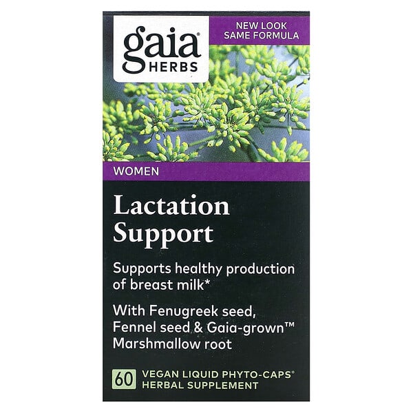 Gaia Herbs, Lactation Support, Suplemento para la lactancia, 60 cápsulas Liquid Phyto-Caps veganas