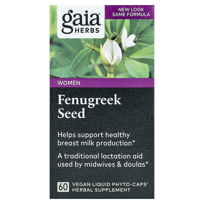 Gaia Herbs, Fenugreek Seed for Women, 60 Vegan Liquid Phyto-Caps (390 mg per capsule)