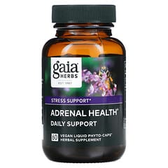 Gaia Herbs, 副腎の健康、毎日のサポート、Phyto-Caps（フィトキャップ）液状植物性カプセル60粒