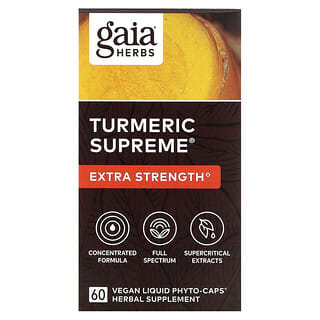 Gaia Herbs‏, תוסף כורכום Turmeric Supreme,‏ Extra Strength, ‏60 כמוסות Phyto Caps טבעוניות עם תכולה נוזלית