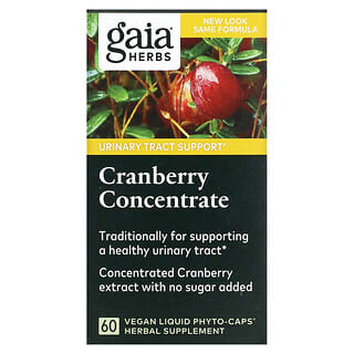 Gaia Herbs, Koncentrat żurawinowy, 60 wegańskich, płynnych fito-kapsułek