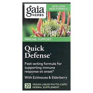 Gaia Herbs‏, Quick Defense‏, 20 כמוסות Liquid Phyto-Caps טבעוניות