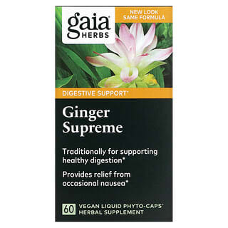 Gaia Herbs, Gengibre Supremo, 60 Cápsulas Fitoterápicas Veganas Líquidas