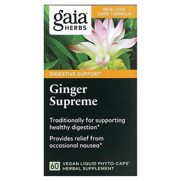 Gaia Herbs, 姜根提取物膳食补充软胶囊，60粒