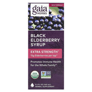 Gaia Herbs, Jarabe de saúco negro, Concentración extra, 160 ml (5,4 oz. líq.)