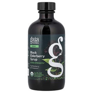 Gaia Herbs, Sort hyldebærsirup, ekstra stærk, 160 ml
