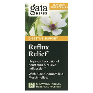 Gaia Herbs, Alivio del reflujo, 14 comprimidos masticables