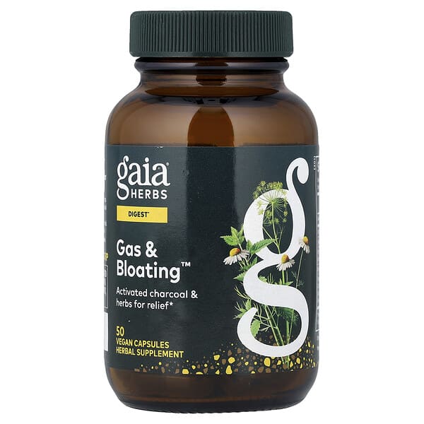 Gaia Herbs, Gas & Bloating™, 비건 캡슐 50정