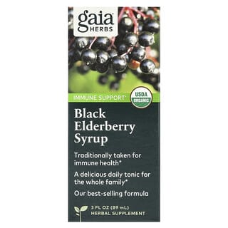 Gaia Herbs, Sirop de baie de sureau noir, Soutien immunitaire, 89 ml