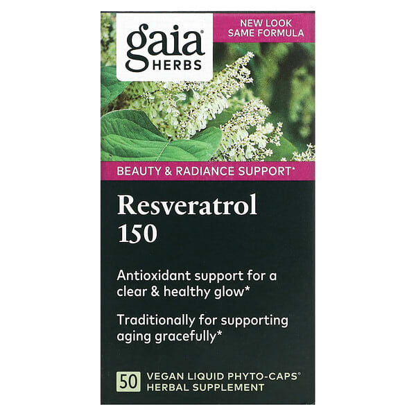 Gaia Herbs, Resveratrol 150, 50 cápsulas Liquid Phyto-Caps veganas