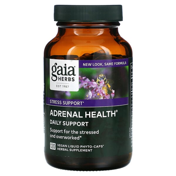 Gaia Herbs, Adrenal Health, ежедневная поддержка, 120 растительных капсул Phyto-Caps