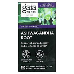 Gaia Herbs, 南非醉茄根，60 粒全素液体植物胶囊