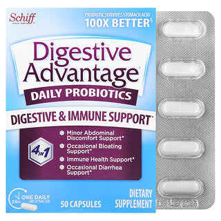 Schiff, Avantage digestif, Probiotique quotidien, 50 capsules