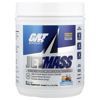 GAT, JetMASS®, Fast-Acting Plumping Creatine System, Tropical Ice Flavor, 1.7 oz (765 g)