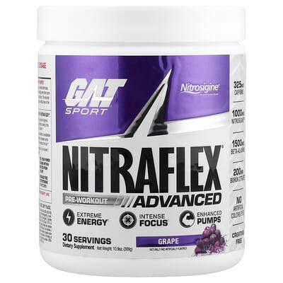 GAT, Sport, NITRAFLEX Nitrogen Pump, Grape Flavor, 10.9 oz (309 g)