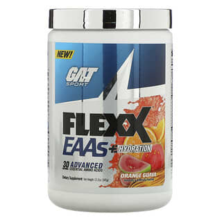 GAT, Flexx أحماض أمينية أساسية + ترطيب، بنكهة الجوافة والبرتقال، 12.2 أونصة (345 جم)