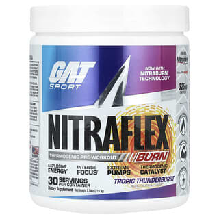 GAT, Sport, Nitraflex® Burn, Thermogenic Pre-Work, Tropic Thunderburst, 7.74 oz (219.3 g)