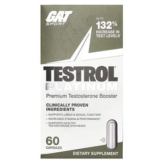 GAT, Testrol® Platinum, Suplemento potenciador prémium de la testosterona, 60 cápsulas