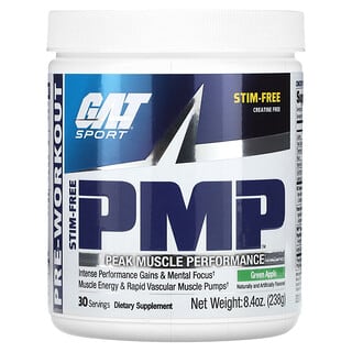GAT, PMP без СТМ, Peak Muscle Performance, со вкусом зеленого яблока, 238 г (8,4 унции)