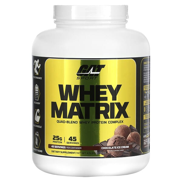 GAT, Whey Matrix, QuadBlend Whey Protein Complex, Chocolate Ice Cream