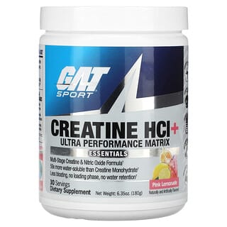 GAT, Esporte, Creatina HCI + Ultra Performance Matrix, Limonada Rosa, 180 g (6,35 oz)