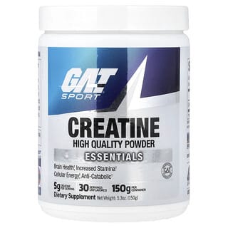 GAT, Sport, Essentials, Creatina en polvo, Sin sabor, 150 g (5,3 oz)