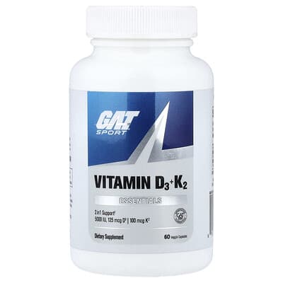 GAT, Sports, Essential, Vitamins D3 & K2, 60 Vegetarian Capsules
