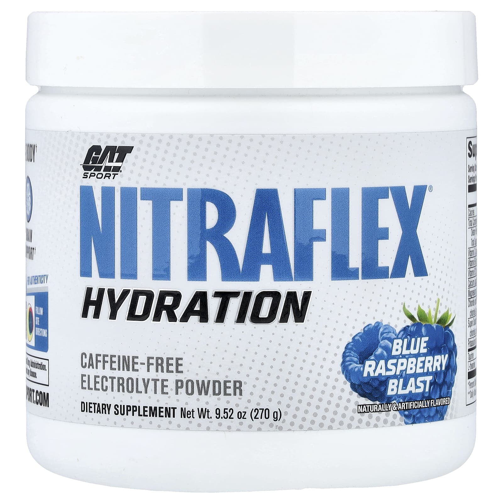 GAT, Sport, Nitraflex® Hydration, голубая малина, 270 г (9,52 унции)