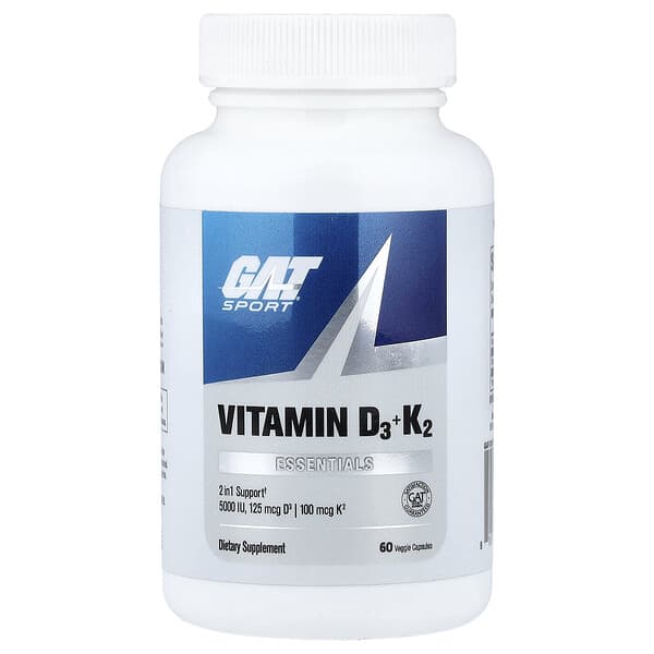 GAT, Sport, Essentials, Vitamin D3 + K2, 60 Veggie Capsules