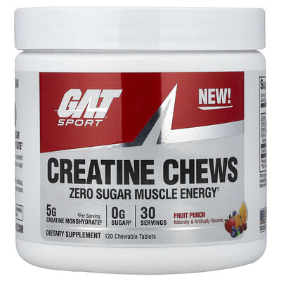 GAT, Sports, Creatine Chewables, Fruit Mix, 120 Chewable Tablets