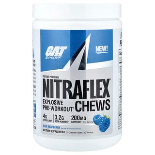 GAT, Sport, Nitraflex®, жувальні таблетки для вибухівки перед тренуванням, блакитна малина, 120 жувальних таблеток