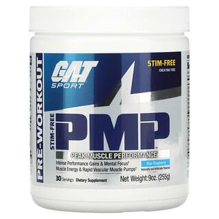 GAT, PMP, Pre entrenamiento, rendimiento muscular pico, frambuesa azul, 9 oz (255 g)