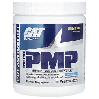 GAT, PMP без стимуляторів, максимальна м’язова продуктивність, блакитна малина, 255 г (9 унцій)
